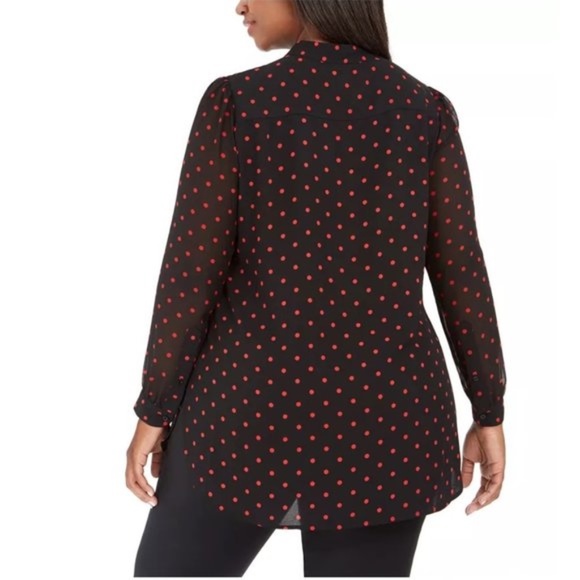 Anne Klein Polka-Dot Collarless Blouse - Picture 2 of 5